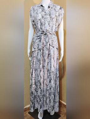 Olivaceous Snake-Print Maxi Dress